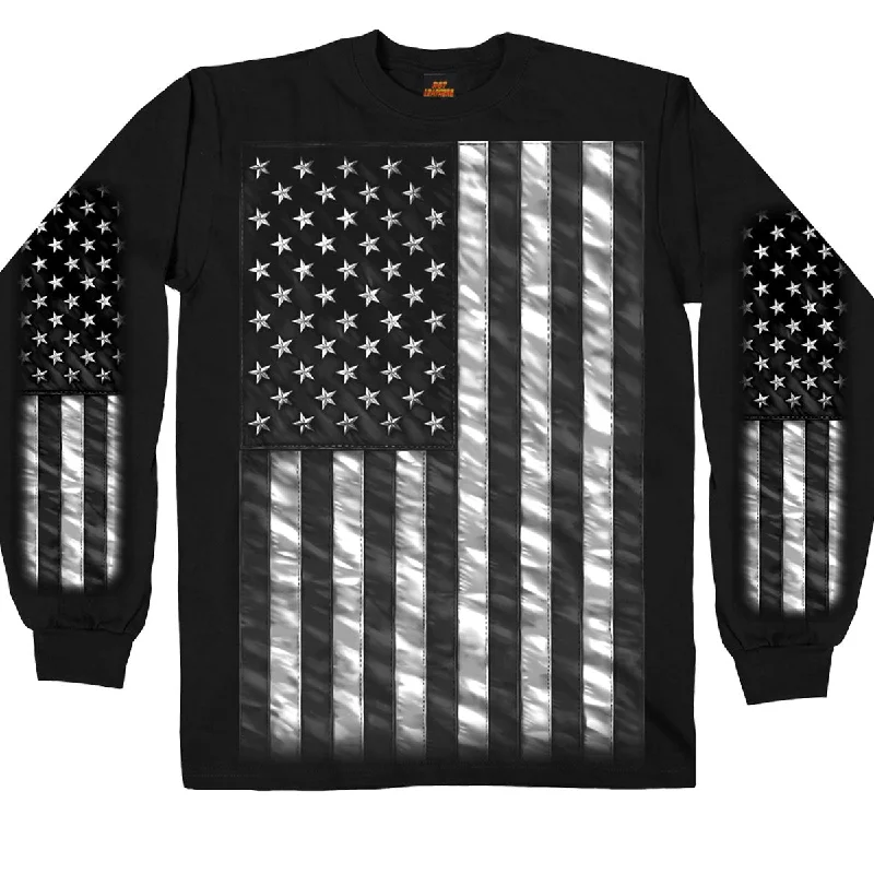 Hot Leathers GMS2393 Men’s ‘American Flag’ Long Sleeve Black Shirt