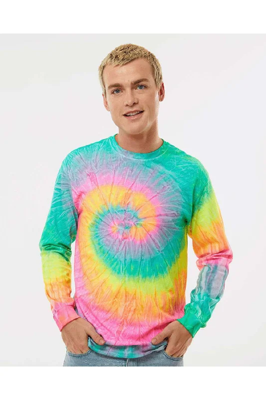 Colortone Mens Long Sleeve Crewneck T-Shirt - Minty Rainbow - Closeout