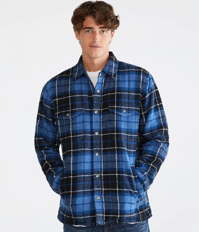 Aeropostale Plaid Flannel Sherpa-Lined Shacket