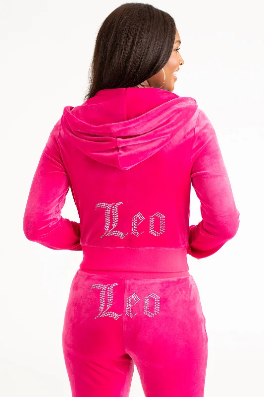 Leo Big Bling Velour Hoodie