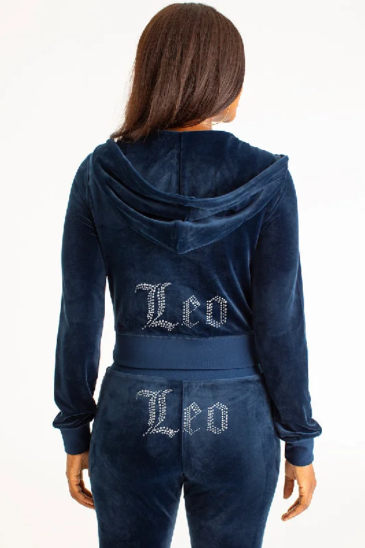 Leo Big Bling Velour Hoodie