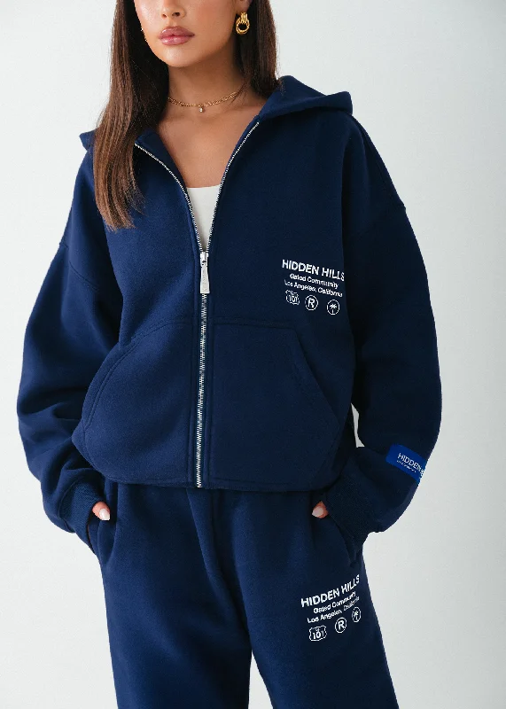 LABEL ZIP HOODIE NAVY