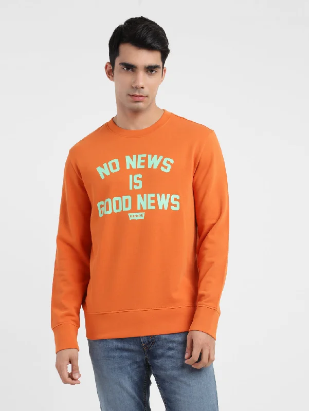 Men's Typography Crew Neck Sweatshirt Orange