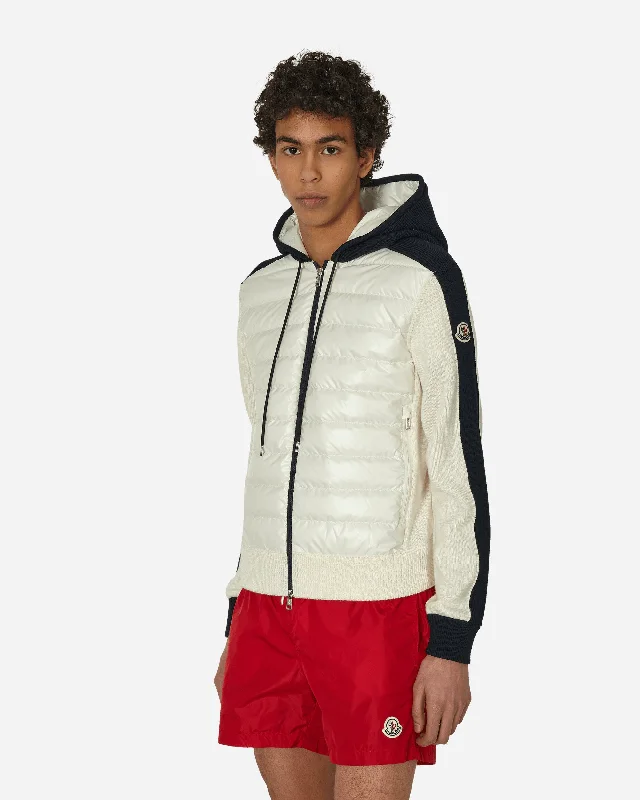 Padded Wool Hoodie White