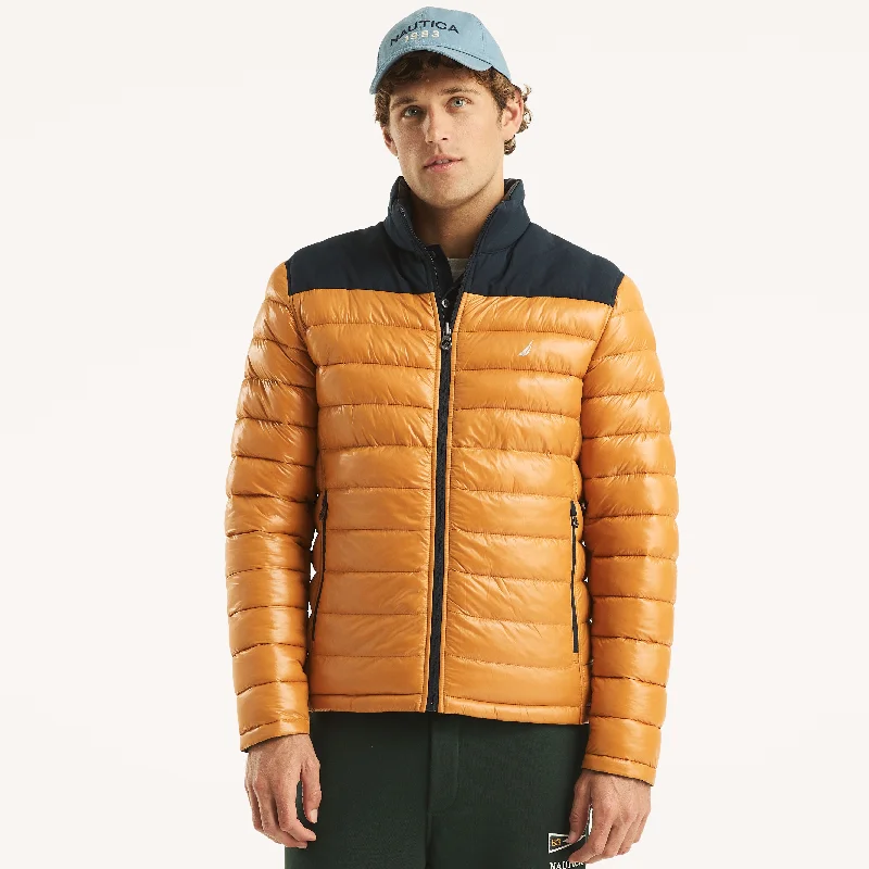 Nautica Mens Reversible Mixed Media Quilted Jacket