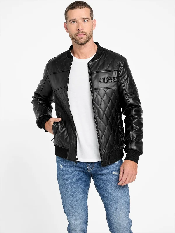 Peter Quilted Faux-Leather Jacket