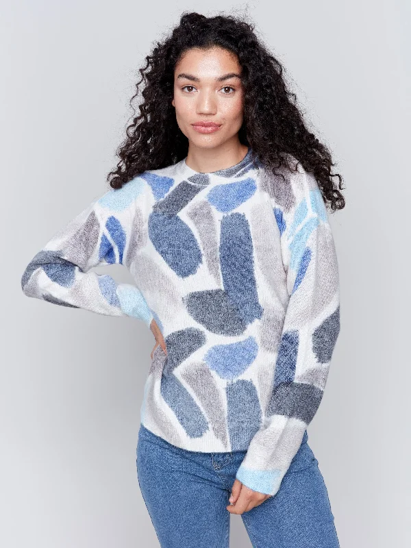 Reversible Printed Sweater - Sapphire