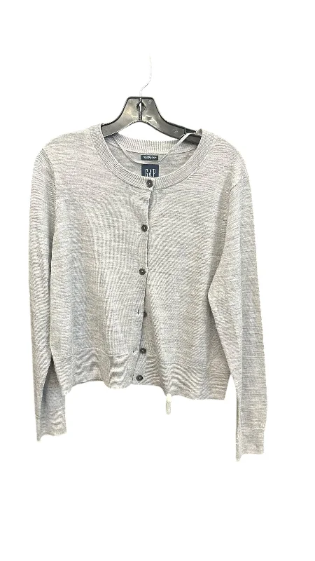 Sweater Cardigan By Gap In Grey, Size: L