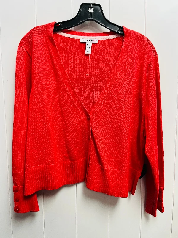 Sweater Cardigan By Isaac Mizrahi Live Qvc In Red, Size: L