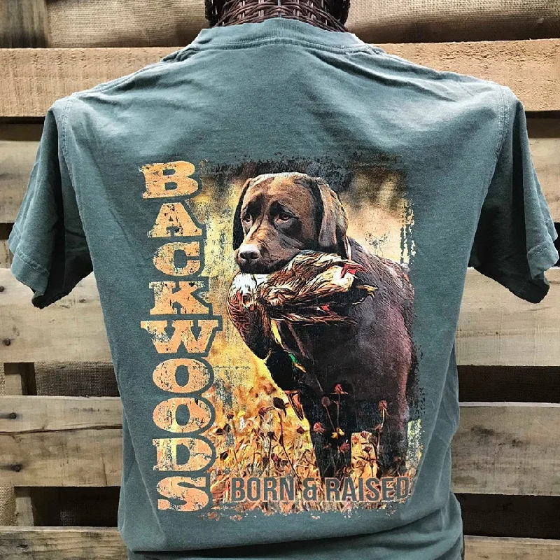 Backwoods Born & Raised Country Brown Lab Duck Hunt Unisex Bright T Shirt