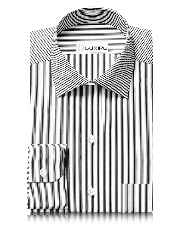 Friday Shirt: Black Pencil Stripes On White