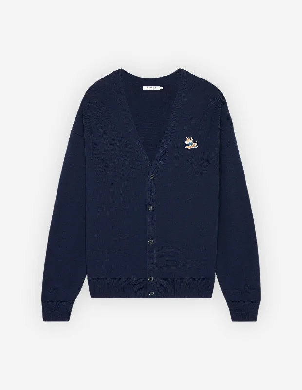 Dressed Fox Patch Relaxed Cardigan Navy