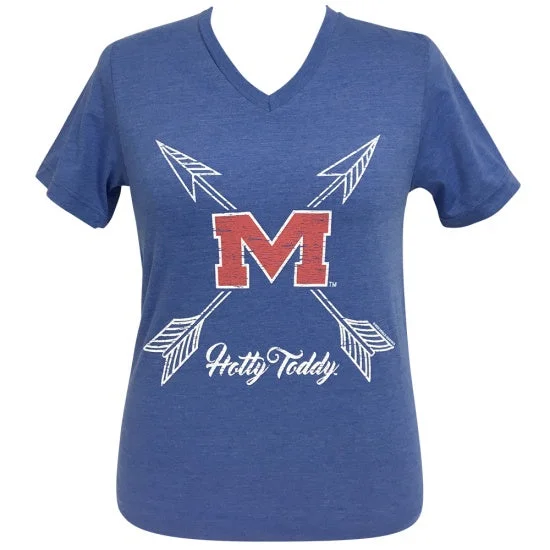 Girlie Girl Preppy Mississippi Ole Miss Rebels Hotty Toddy Arrows V-Neck T-Shirt