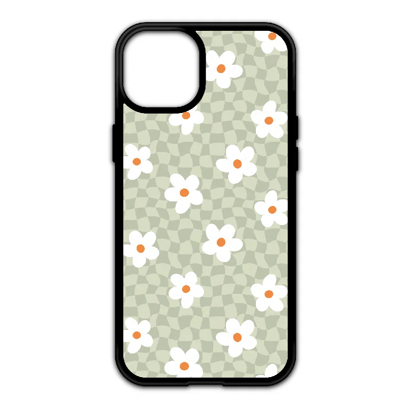 Green Daisy Checkered iPhone Case