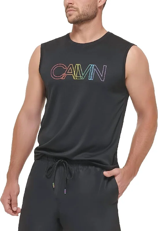 Men's Standard Rainbow Collection Top In Black