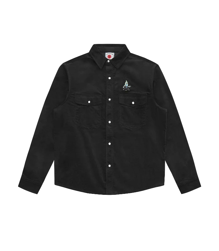 NEEDLE CORD SHIRT - BLACK