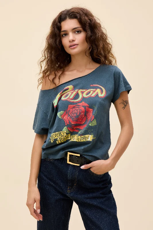 Poison Every Rose Has Its Thorn Off-The-Shoulder Solo Tee