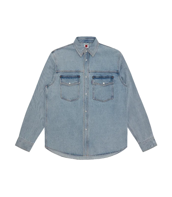 RUNNING DOG DENIM SHIRT - HEAVY WASH BLUE