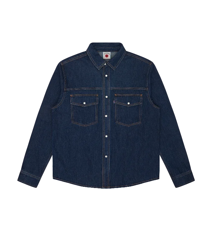 RUNNING DOG DENIM SHIRT - MID WASH BLUE