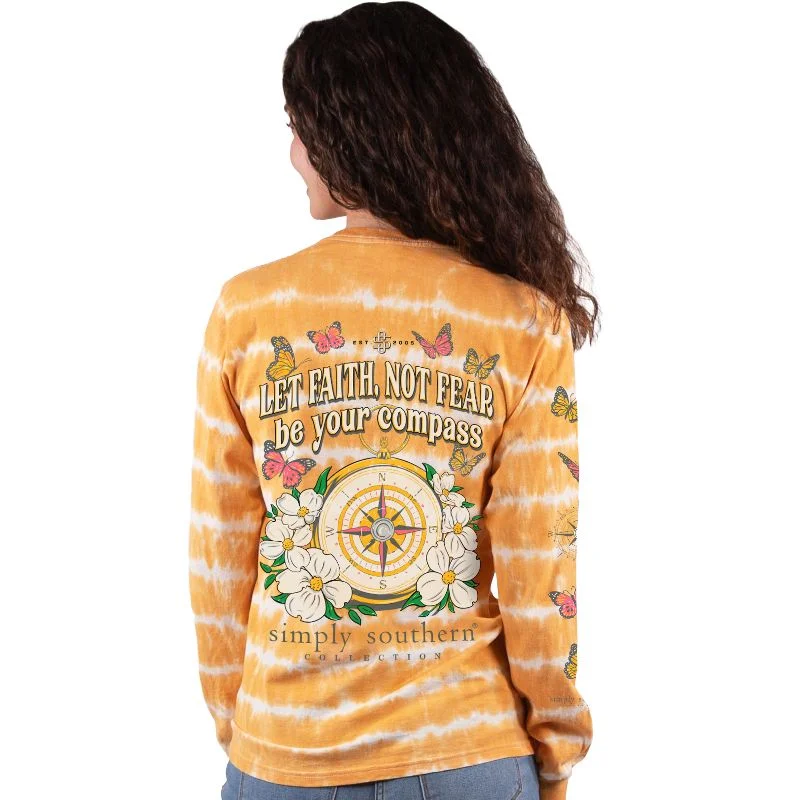 SALE Simply Southern Faith Compass Tie Dye Long Sleeve T-Shirt