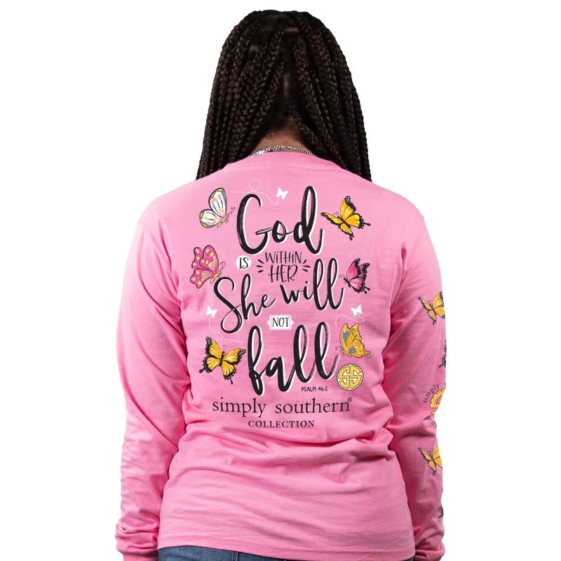 SALE Simply Southern Preppy God Butterfly Faith Long Sleeve T-Shirt