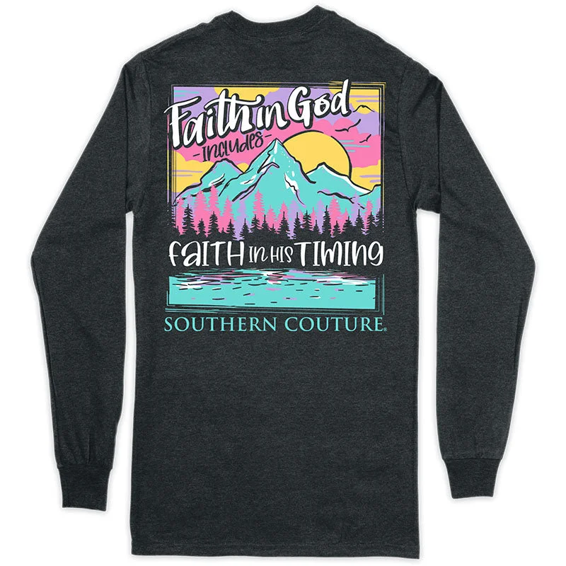 Southern Couture Classic Faith In God Mountains Long Sleeve T-Shirt