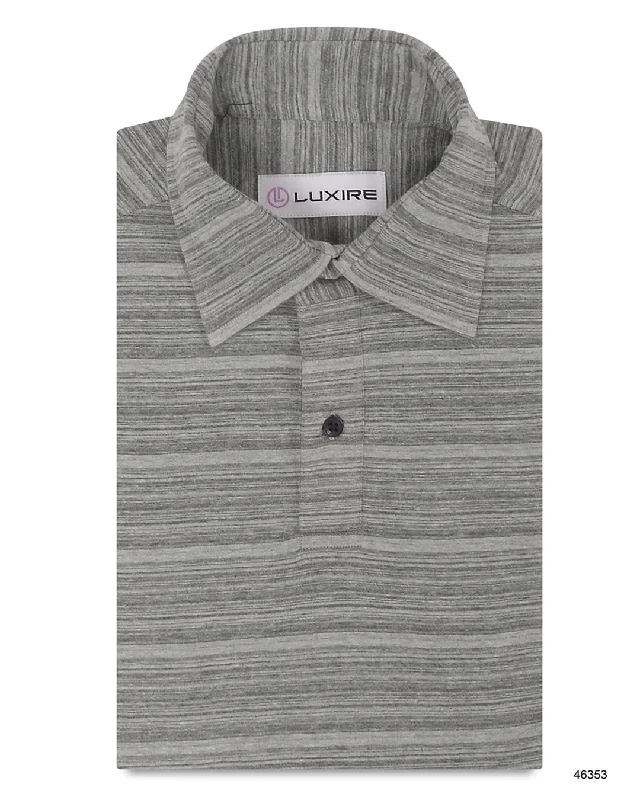 Grey Striped Polo T-shirt