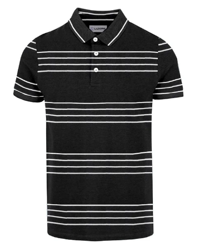 Black & White striped Polo T-shirt