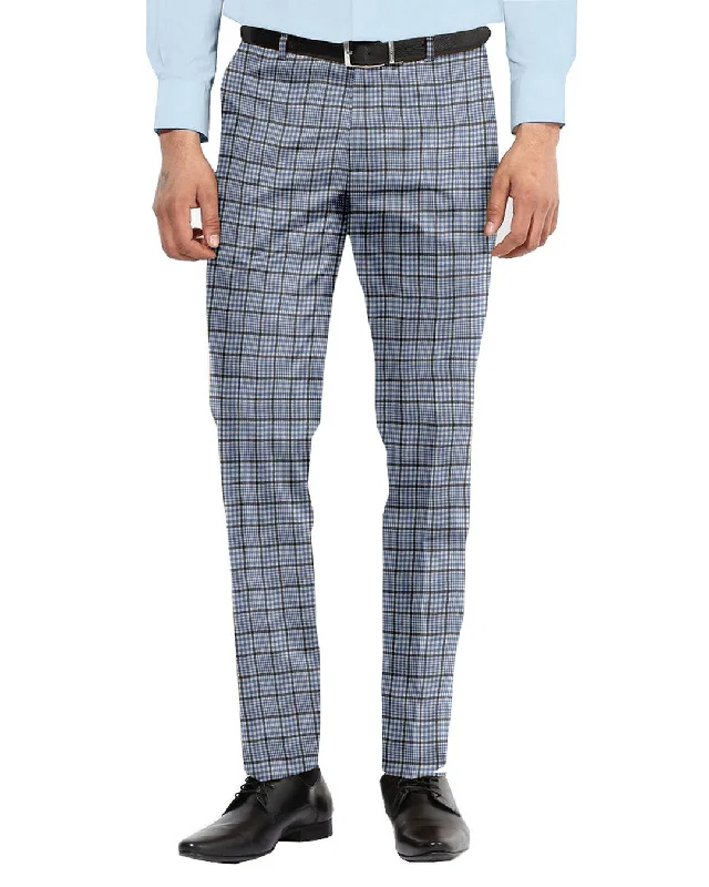 Dugdale Ecru LT Blue Check With Navy Overcheck