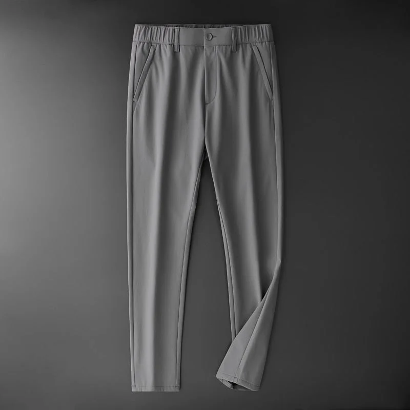 Men's Spandex Mid Waist Zipper Fly Closure Anti-Wrinkle Trousers