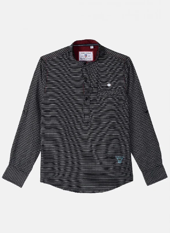 Boys Black Stripe Shirt