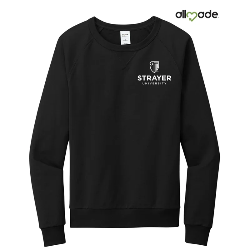 NEW STRAYER Allmade® Unisex Organic French Terry Crewneck Sweatshirt - Black