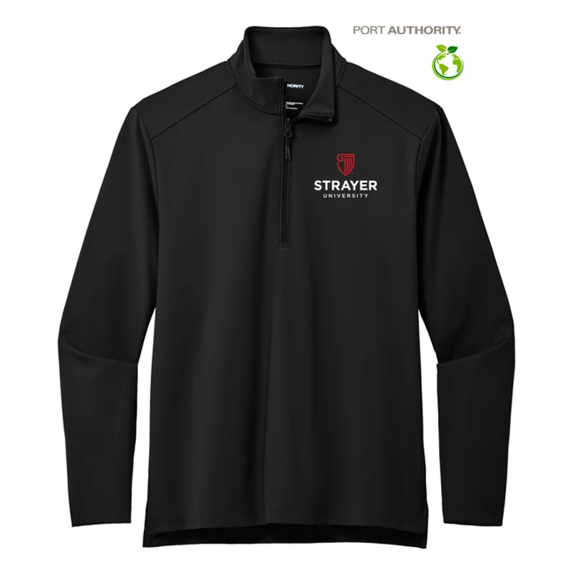 NEW STRAYER Port Authority® C-FREE® Double Knit 1/4-Zip - Deep Black