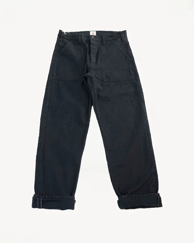 SJ52BK - Back Satin Selvedge Baker Pants - Black